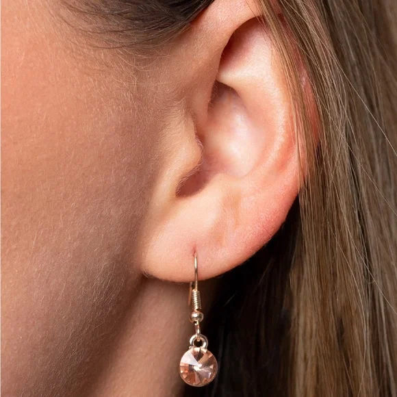 NEW Boutique Rose Gold & Silver Diamond Floral Necklace & Earrings Jewelry Set - Picture 2 of 3